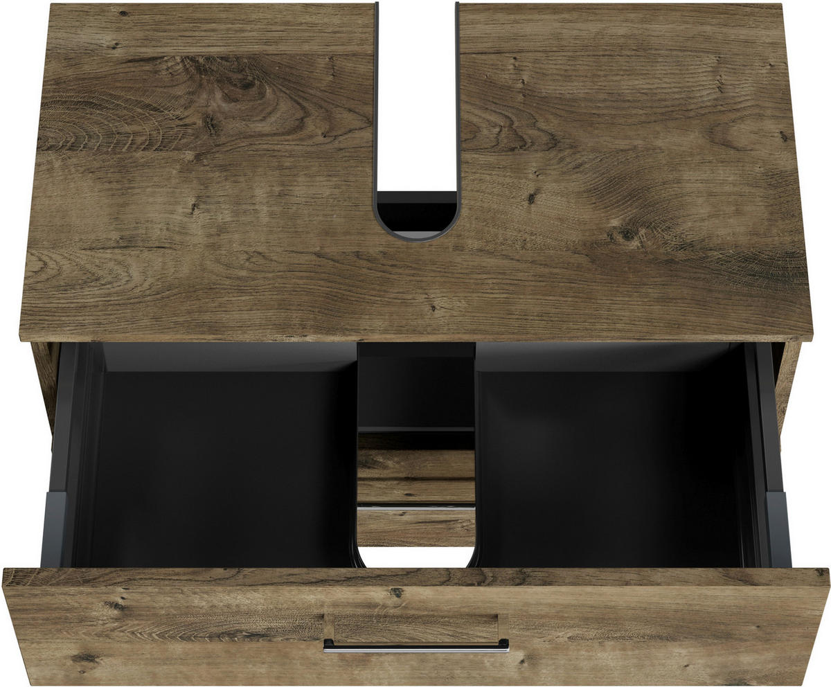 WASCHBECKENUNTERSCHRANK 75/49,8/38,3 cm  - Eiche dunkel/Chromfarben, KONVENTIONELL, Holzwerkstoff/Metall (75/49,8/38,3cm) - Sadena