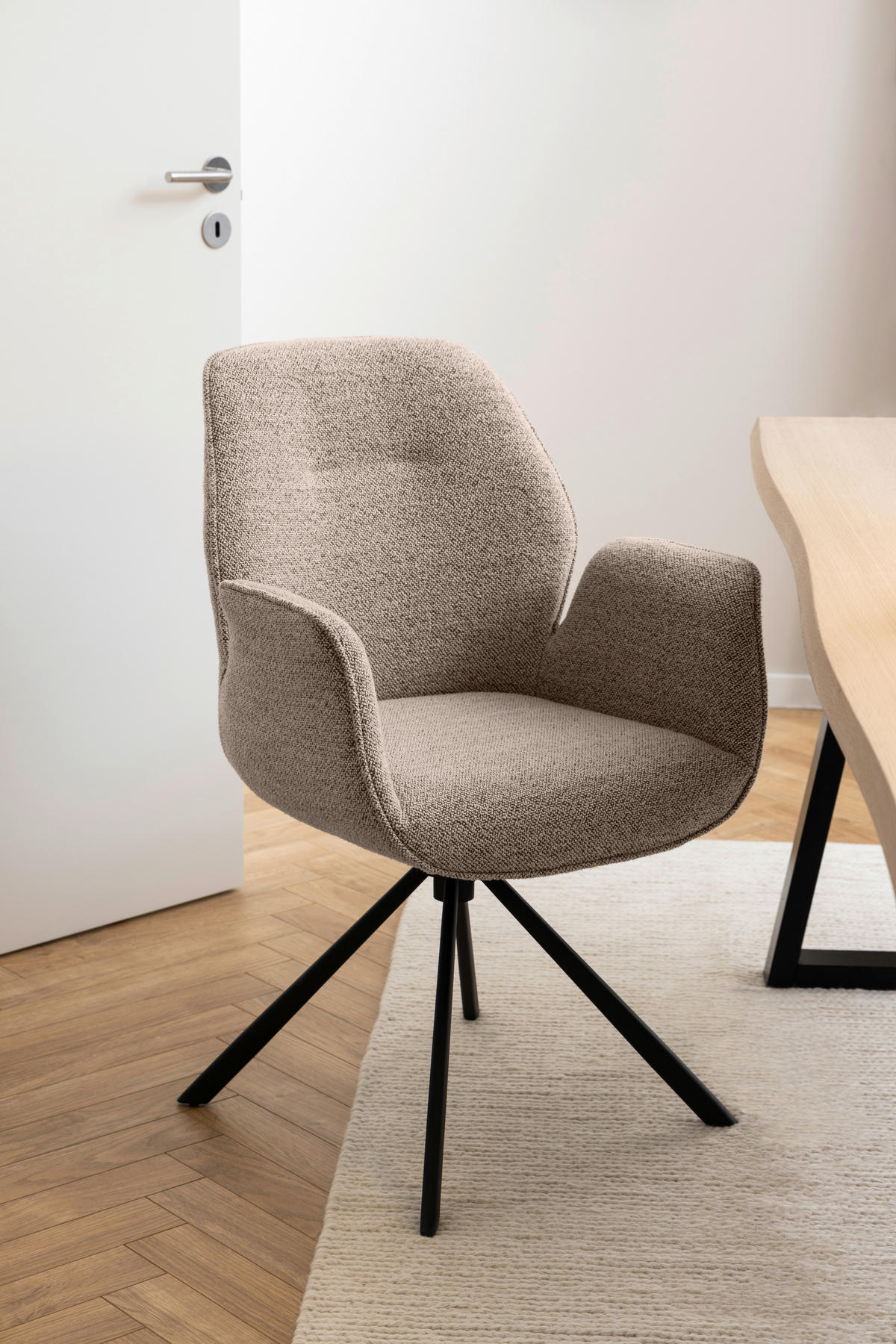 STOLICA S NASLONOM ZA RUKE  smeđa, bež  tekstil      - bež/smeđa, Design, tekstil/metal (60,5/90/62cm) - MID.YOU