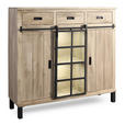 HIGHBOARD  148/135/42 cm 3 Schublade(n)  - Graubraun/Schwarz, LIFESTYLE, Glas/Holz (148/135/42cm) - Landscape