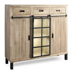 HIGHBOARD  148/135/42 cm 3 Schublade(n)  - Graubraun/Schwarz, LIFESTYLE, Glas/Holz (148/135/42cm) - Landscape