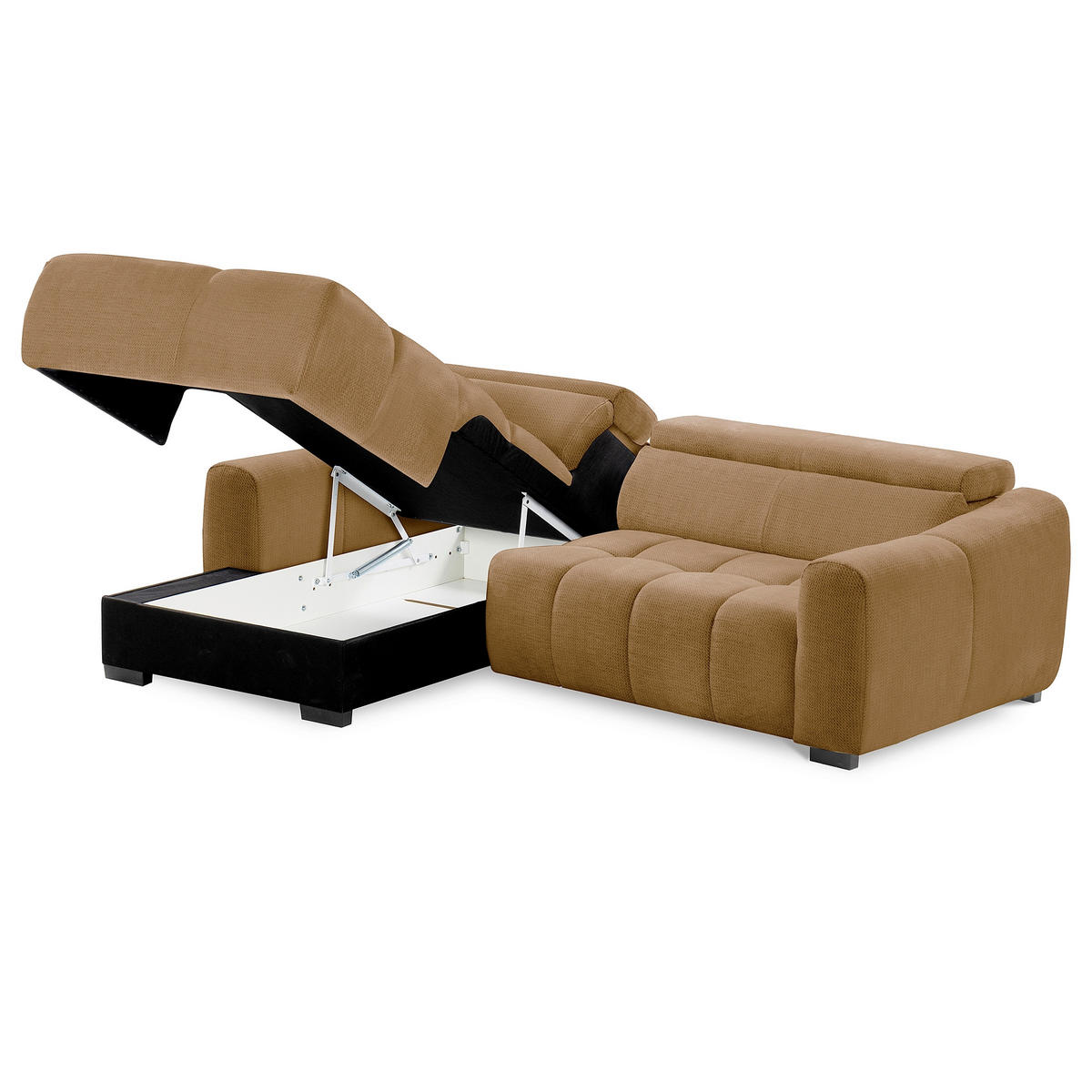 ECKSOFA  Webstoff Rostfarben  - Rostfarben/Schwarz, Design, Kunststoff/Textil (177/274cm) - Livetastic