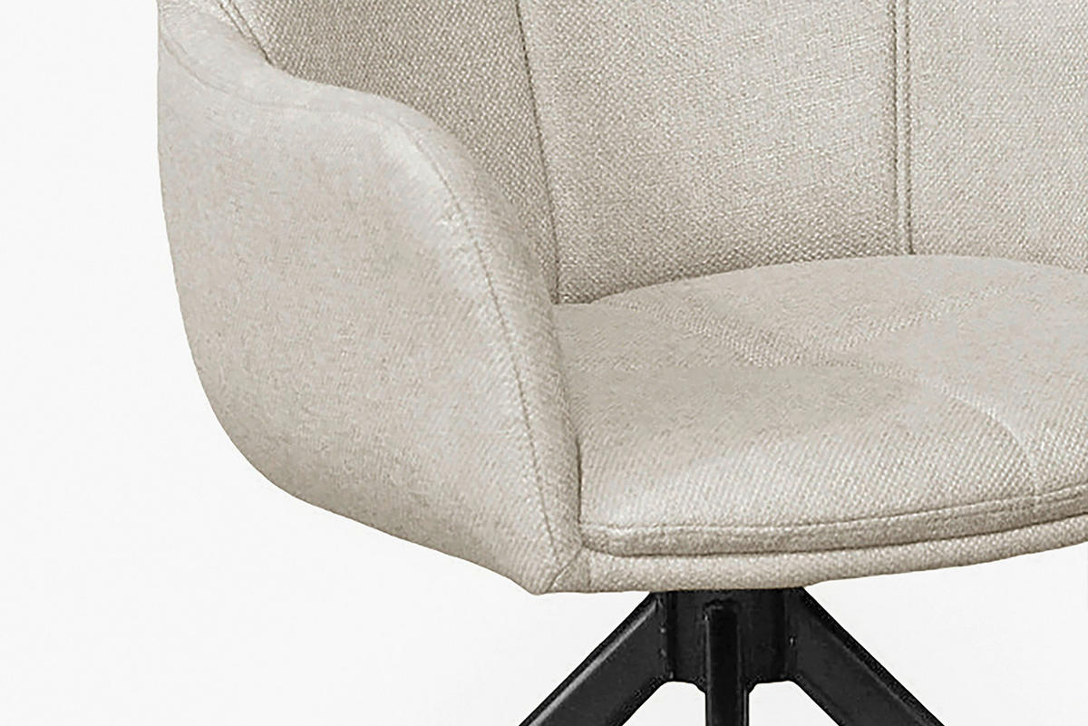ARMLEHNSTUHL-SET 2 Stück Sitzfläche 360° drehbar Webstoff  Taupe  - Taupe, MODERN, Textil/Metall (57/90/63cm) - MID.YOU