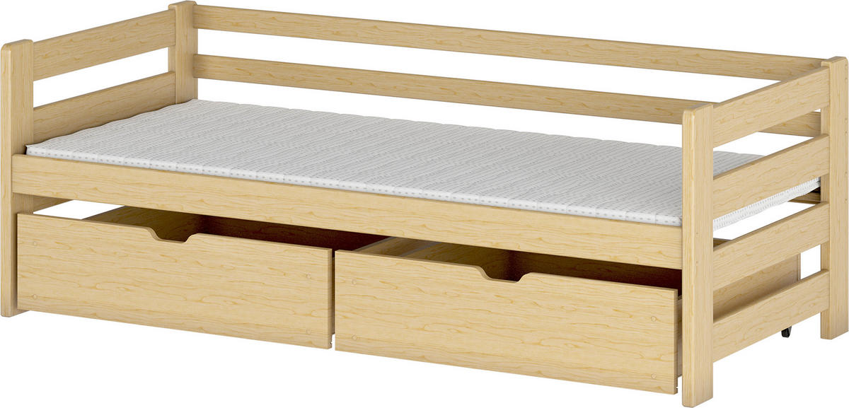 TÁROLÓS ÁGY 90/200 cm  feketefenyő színű  - feketefenyő színű/nyírfa színű, Modern, faalapú anyag/fa (90/200cm) - MID.YOU