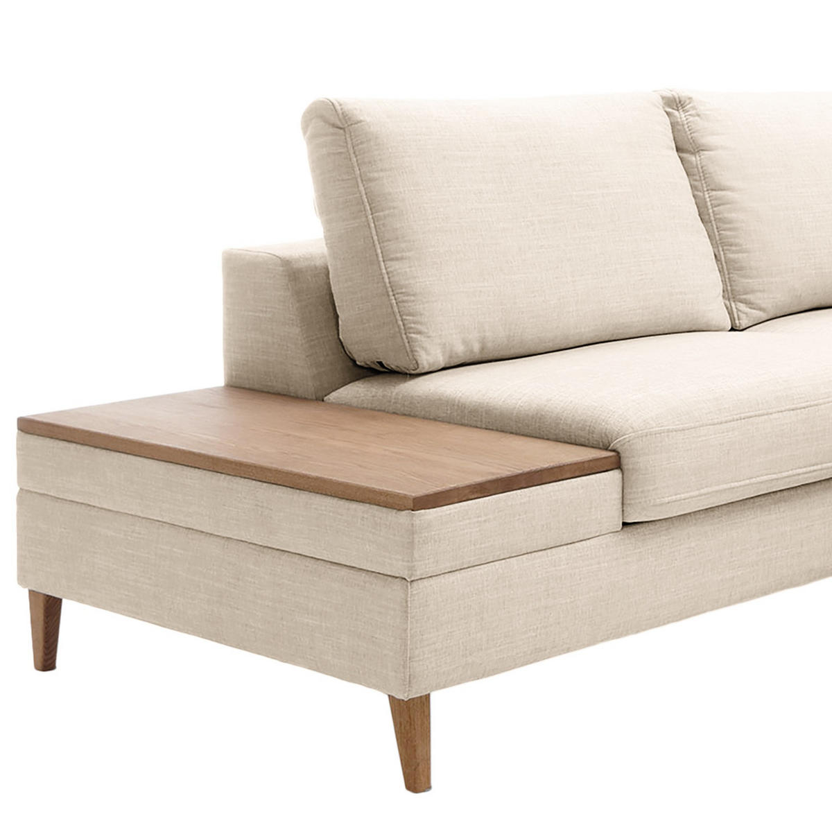 ECKSOFA in Webstoff Silberfarben  - Eschefarben/Silberfarben, Modern, Holz/Textil (260/90/204cm) - Trendmanufaktur