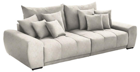 BIGSOFA in Feincord Creme  - Creme/Schwarz, KONVENTIONELL, Holz/Textil (280/67/120cm) - Carryhome