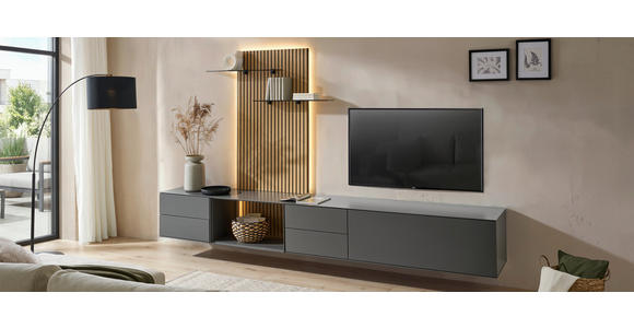 WOHNWAND  in Anthrazit, Eichefarben  321/160/50 cm  - Eichefarben/Anthrazit, Design, Glas/Holz (321/160/50cm) - Dieter Knoll