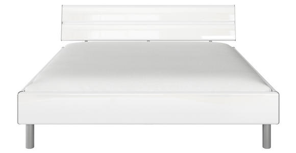 BETT 180/200 cm  in Weiß Hochglanz  - Weiß Hochglanz/Alufarben, Design, Holzwerkstoff/Metall (180/200cm) - Carryhome
