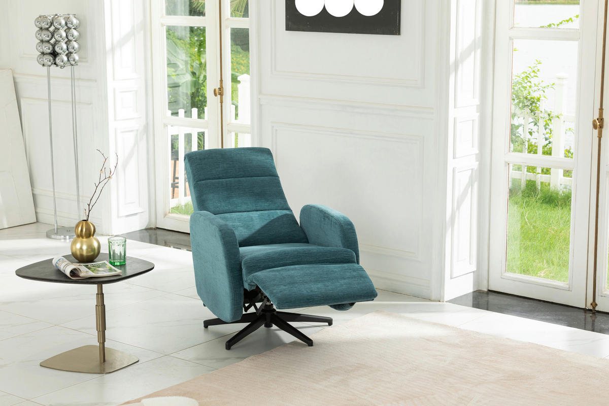 RELAXSESSEL Webstoff, Struktur    - Blau/Schwarz, MODERN, Textil/Metall (67/108/72/88/160cm) - MID.YOU