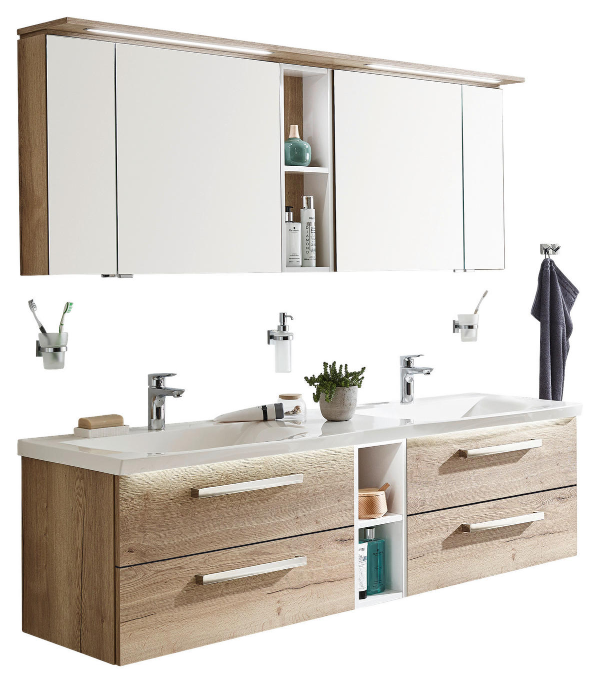 BADEZIMMER  in 170 cm  - Eichefarben/Weiß, Design, Holzwerkstoff (170cm) - b-collection