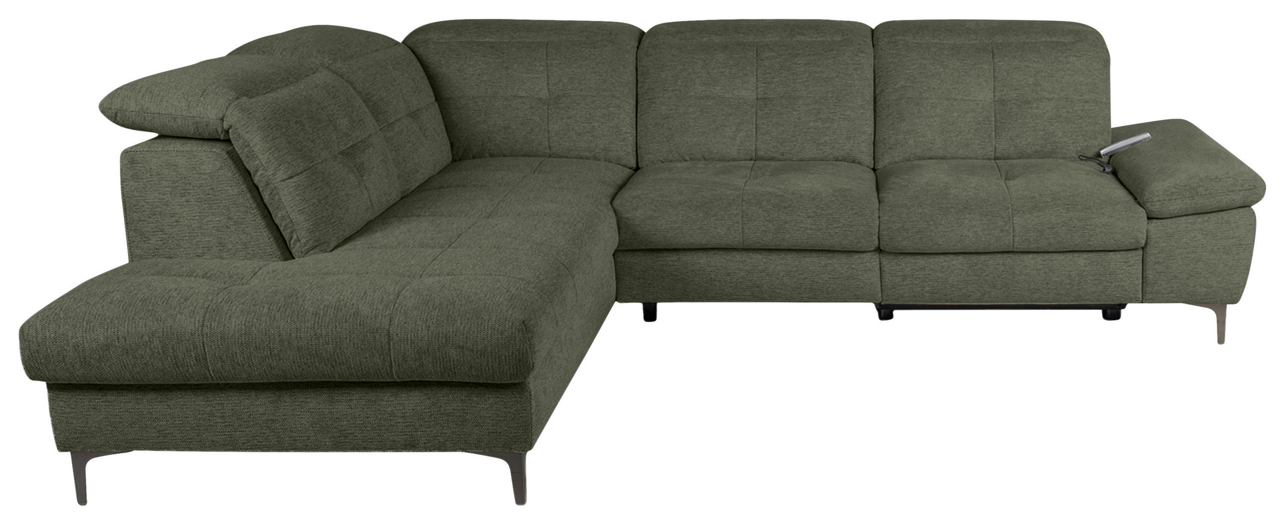 ECKSOFA Dunkelgrün Webstoff  - Dunkelgrün/Schwarz, KONVENTIONELL, Textil/Metall (225/288cm) - Carryhome