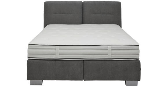 BOXSPRINGBETT 180/200 cm  in Anthrazit  - Chromfarben/Anthrazit, KONVENTIONELL, Textil/Metall (180/200cm) - Dieter Knoll