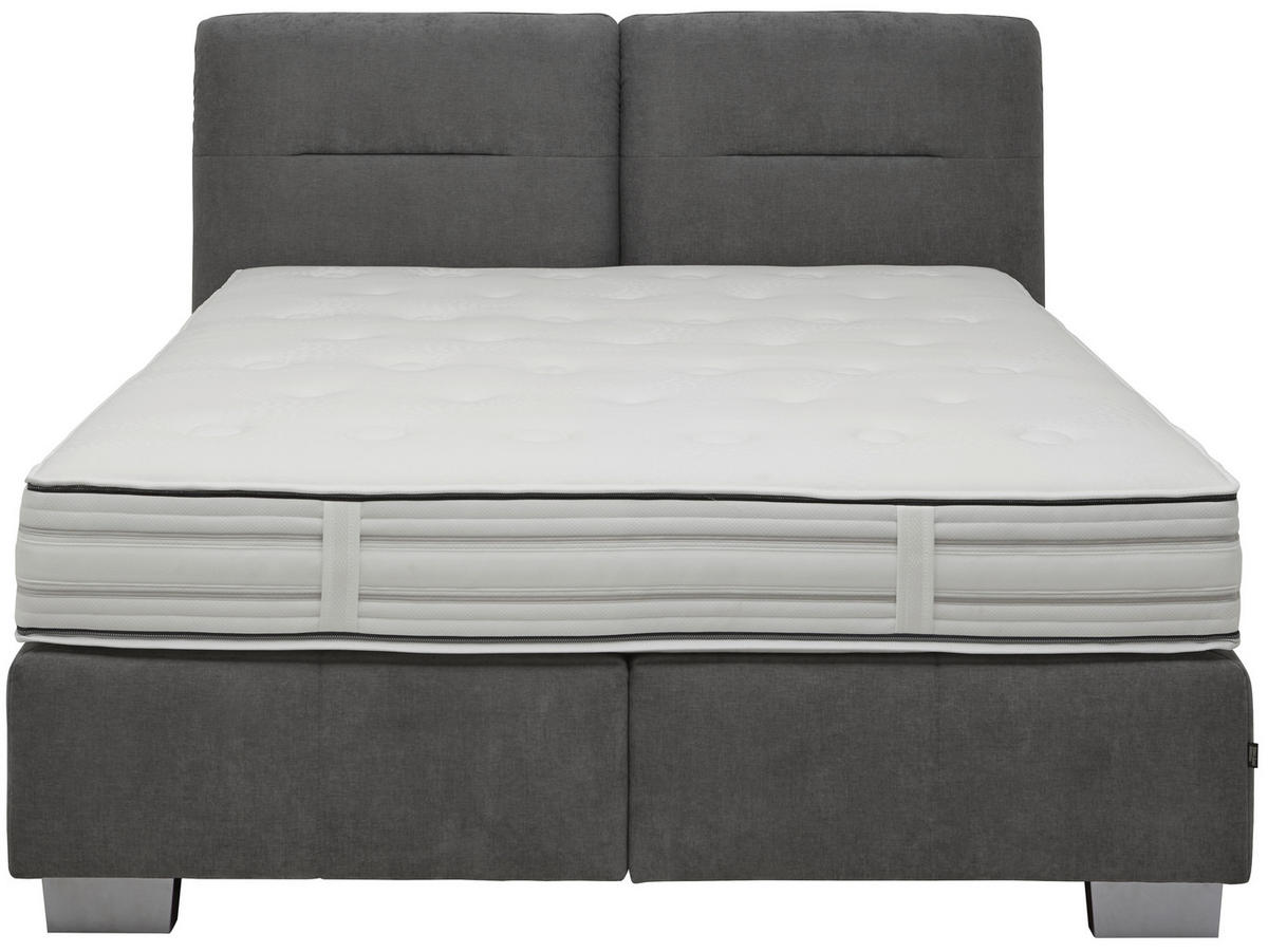 BOXSPRINGBETT 140/200 cm  in Anthrazit  - Chromfarben/Anthrazit, KONVENTIONELL, Textil/Metall (140/200cm) - Dieter Knoll