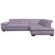 ECKSOFA in Cord Lila  - Lila/Schwarz, Design, Textil/Metall (313/242cm) - Xora