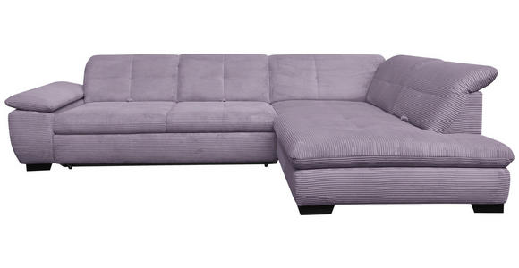 ECKSOFA in Cord Lila  - Lila/Schwarz, Design, Textil/Metall (313/242cm) - Xora