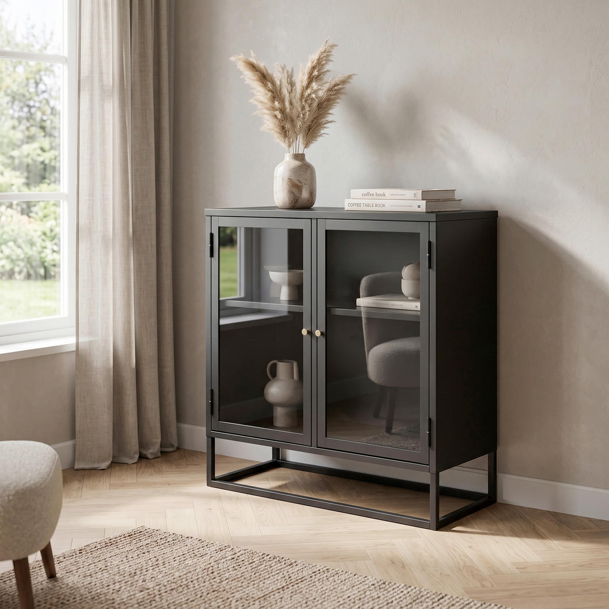 SIDEBOARD  85/85/40 cm  - Schwarz, Design, Glas/Metall (85/85/40cm) - Livetastic