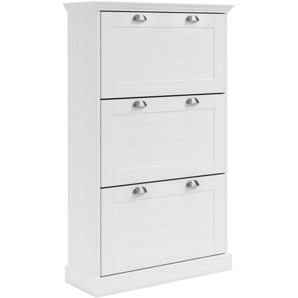 SCHUHSCHRANK MURCIA  in 80/132/30 cm  - Silberfarben/Weiß, Design, Holzwerkstoff/Metall (80/132/30cm) - Livetastic