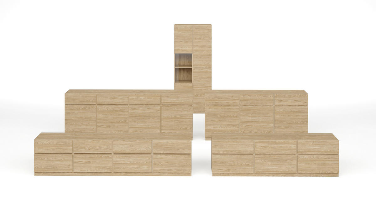 VITRINE  in Eichefarben  - Eichefarben, Design, Glas/Holzwerkstoff (79,4/187,5/40cm) - MID.YOU