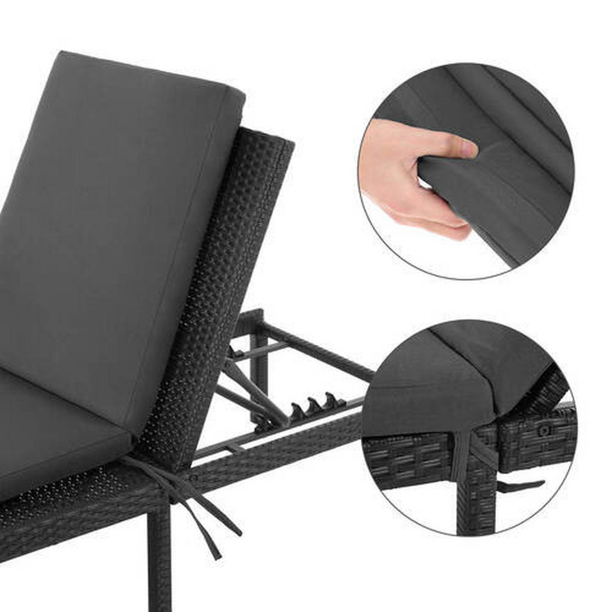 ZAHRADNÍ LEHÁTKO kov, plast, textil - černá, Moderní, kov/textil (59/33/198cm) - Modante