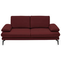 2,5-SITZER  in Echtleder Rot   - Rot/Schwarz, Design, Leder/Metall (196/86/104cm) - Dieter Knoll