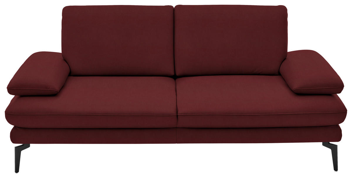 2,5-SITZER  in Echtleder Rot   - Rot/Schwarz, Design, Leder/Metall (196/86/104cm) - Dieter Knoll