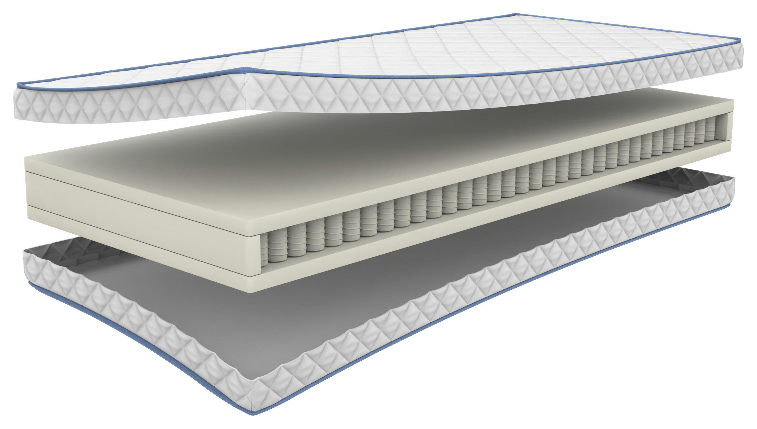 TASCHENFEDERKERNMATRATZE 200/200 cm, Höhe ca.: 18 cm, H4 = sehr fest, 7-Zonen - Weiß, Basics, Textil (200/200cm) - Chameo
