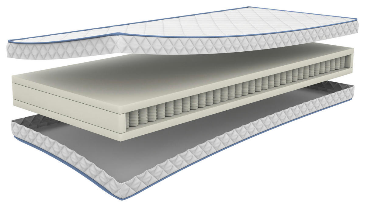 TASCHENFEDERKERNMATRATZE 160/200 cm, Höhe ca.: 18 cm, H4 = sehr fest, 7-Zonen - Weiß, Basics, Textil (160/200cm) - Chameo