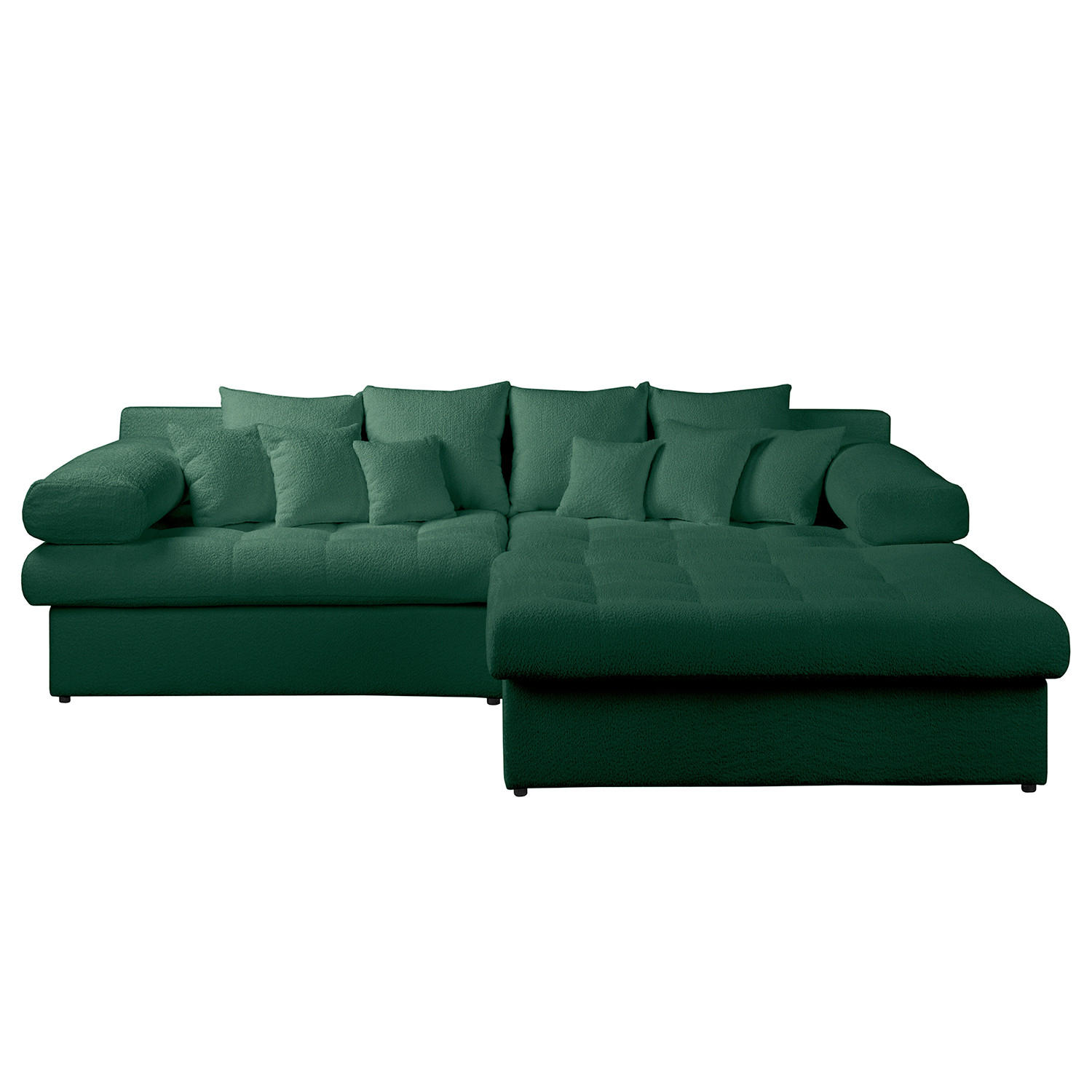 ECKSOFA Naomi in Chenille Grün Rückenkissen  284/243 cm  - Schwarz/Grün, Design, Kunststoff/Textil (284/243cm) - P & B