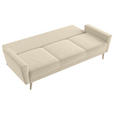 SCHLAFSOFA Samt Beige  - Beige/Buchefarben, KONVENTIONELL, Holz/Textil (225/91/99cm) - Carryhome