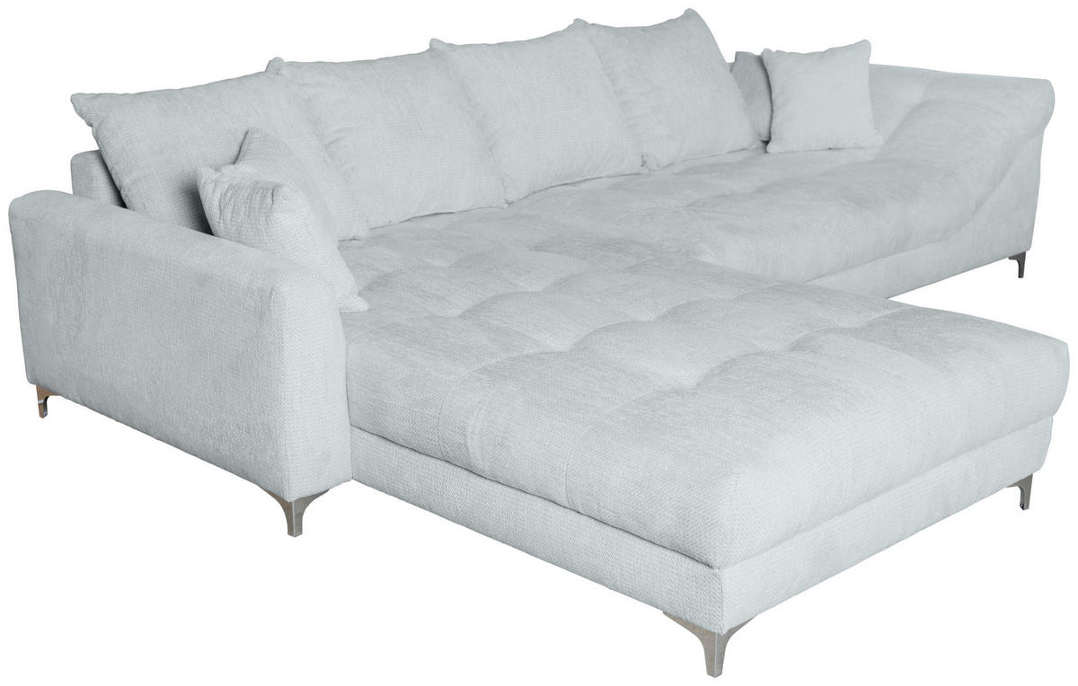 ECKSOFA in Chenille Hellgrau  227/329 cm  - Chromfarben/Hellgrau, KONVENTIONELL, Textil/Metall (227/329cm) - Carryhome