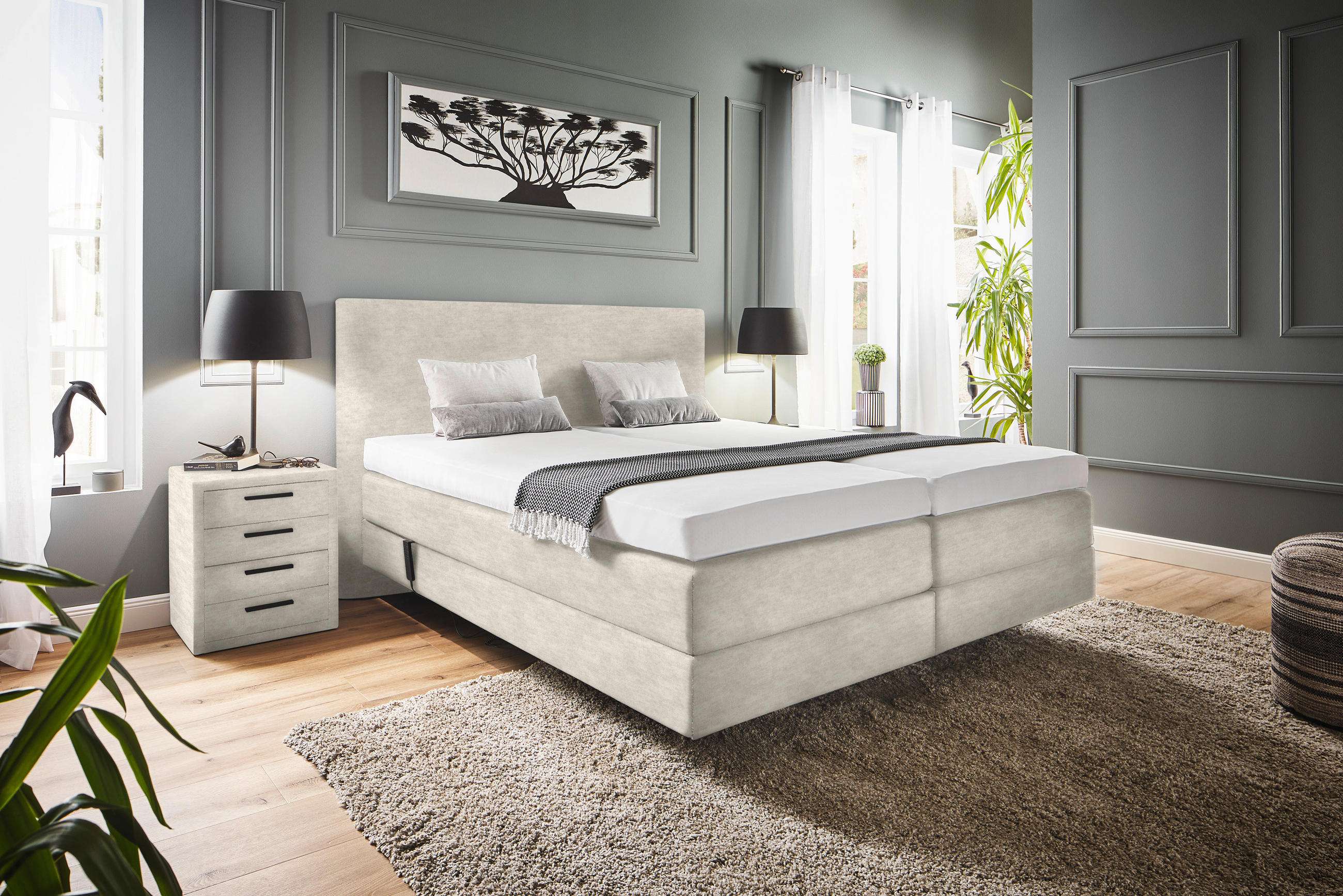 BOXSPRINGBETT 180/200 cm  in Creme  - Creme, KONVENTIONELL, Holz/Textil (180/200cm) - Dieter Knoll