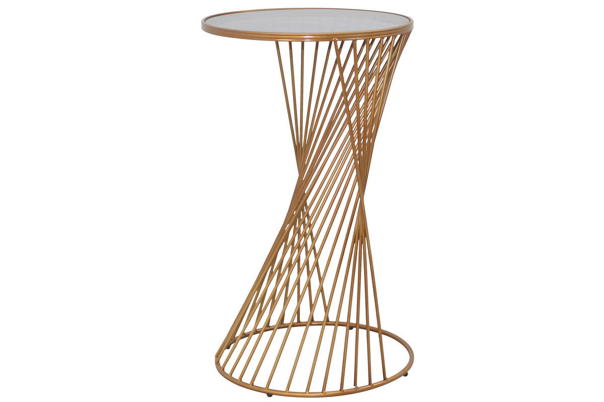 BEISTELLTISCH 37,5/37,5/65 cm Goldfarben rund  - Goldfarben, Design, Glas/Metall (37,5/37,5/65cm) - MID.YOU