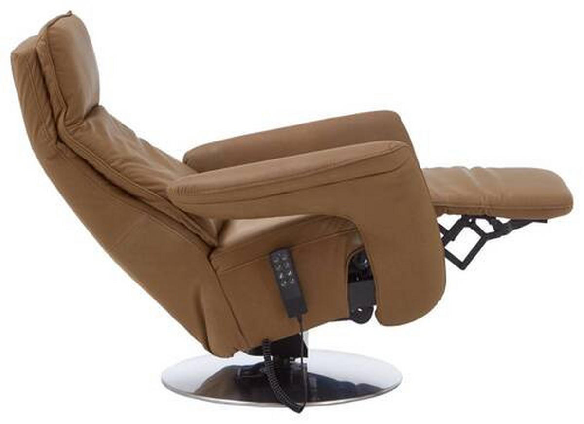 RELAXSESSEL Mikrofaser Aufstehhilfe    - Chromfarben/Braun, Design, Textil/Metall (83/110/87-172cm) - Valdera