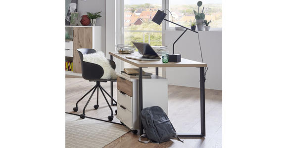 JUGENDSCHREIBTISCH 140/70/75 cm - Eichefarben/Schwarz, KONVENTIONELL, Holzwerkstoff/Metall (140/70/75cm) - Carryhome