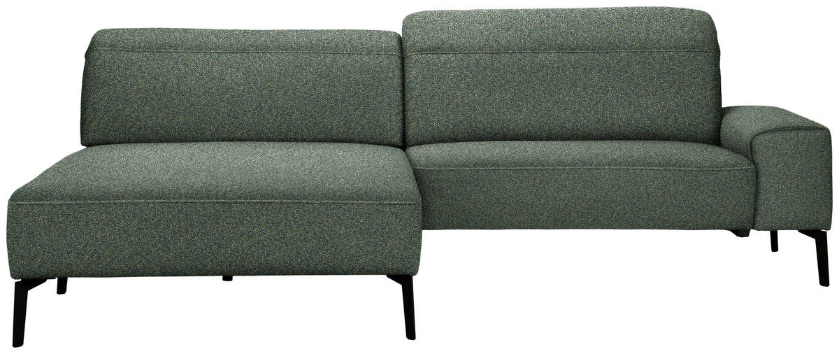 ECKSOFA in Mikrofaser Dunkelgrün  - Dunkelgrün/Schwarz, Design, Textil/Metall (203/266cm) - Johann Jakob