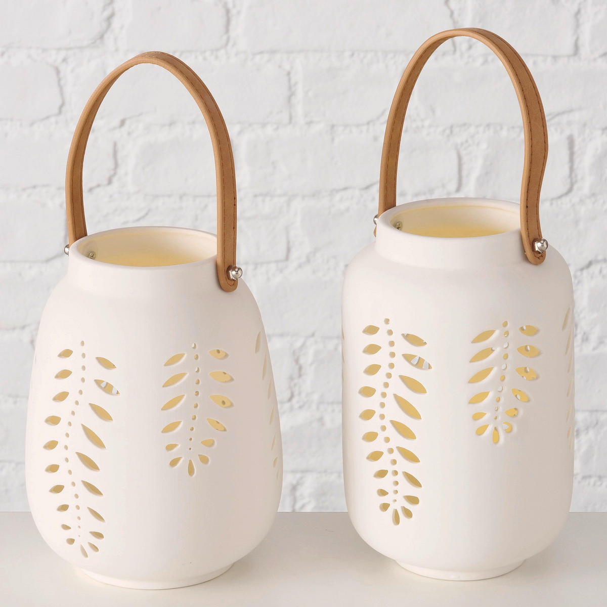 WINDLICHT - Weiss/Braun, Basics, Keramik (12/16cm) - Ambia Home