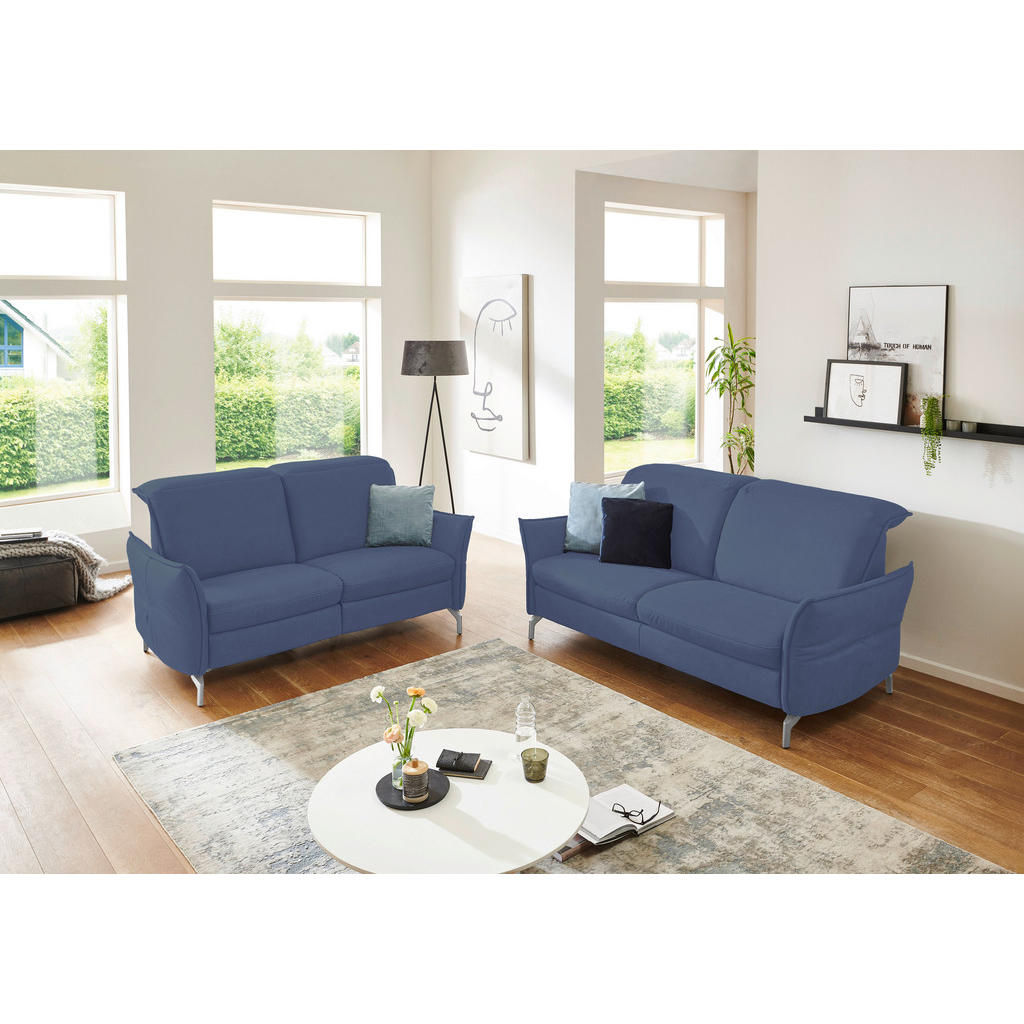 Thumbnail - Livetastic 2-Sitzer-Sofa, Blau, Grau, Textil, Füllung: Schaumstoff, 154x89x109 cm, Made in EU, Hocker erhältlich, motori...