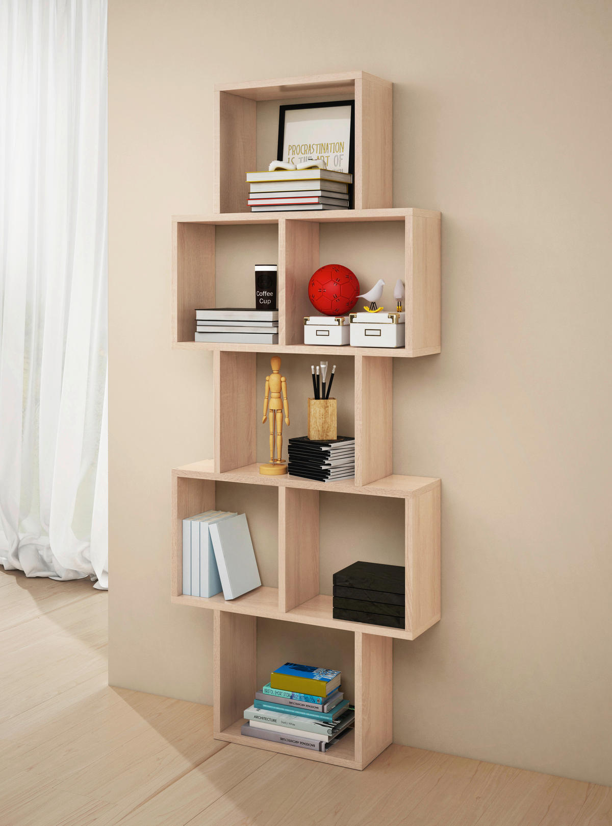 NÁSTĚNNÝ REGÁL, Sonoma dub, 160,8/65/18 cm - Sonoma dub, Basics, kompozitní dřevo (160,8/65/18cm)