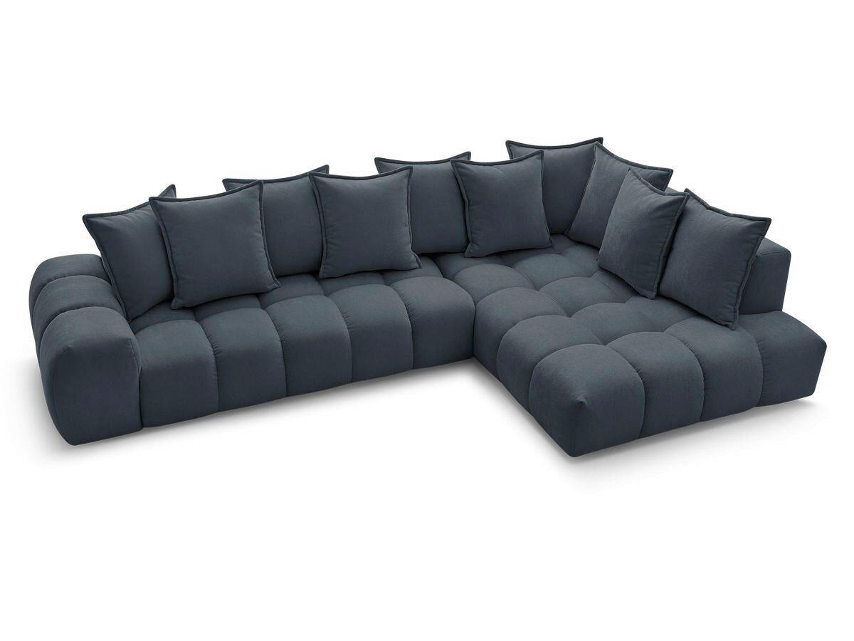 ECKSOFA Ottomane rechts  EVEREST Dunkelblau Struktur  - Schwarz/Dunkelblau, MODERN, Kunststoff/Textil (352/210cm)