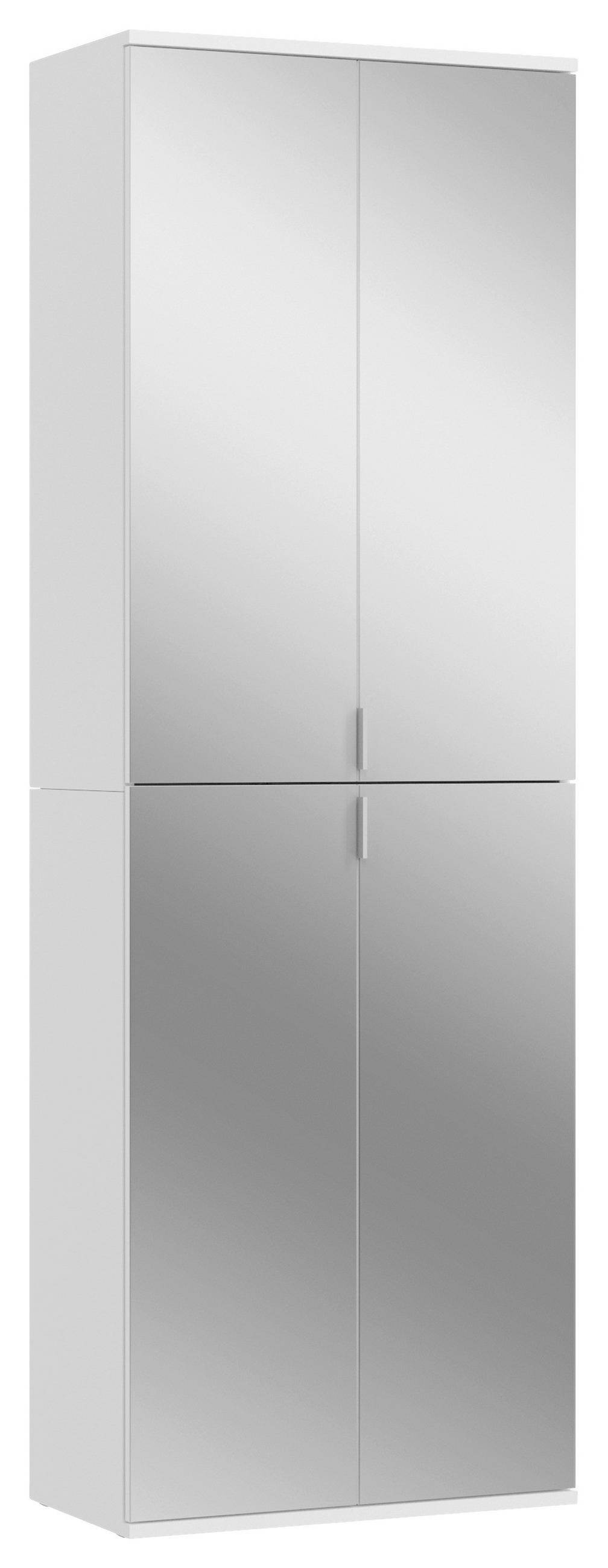 MEHRZWECKSCHRANK 65/193/37 cm  in Weiß  - Chromfarben/Schwarz, MODERN, Glas/Holzwerkstoff (65/193/37cm) - MID.YOU