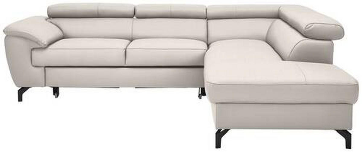ECKSOFA Ecru Kombination Echtleder/Lederlook Lederlook  - Ecru/Schwarz, Design, Leder/Textil (256/220cm) - Celina Home