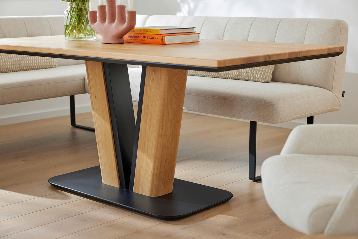 ESSTISCH 160/90/76 cm Echtholz  Holz, Metall in verschiedenen Größen erhältlich rechteckig Eichefarben  - Eichefarben/Schwarz, Design, Holz/Metall (160/90/76cm) - Musterring