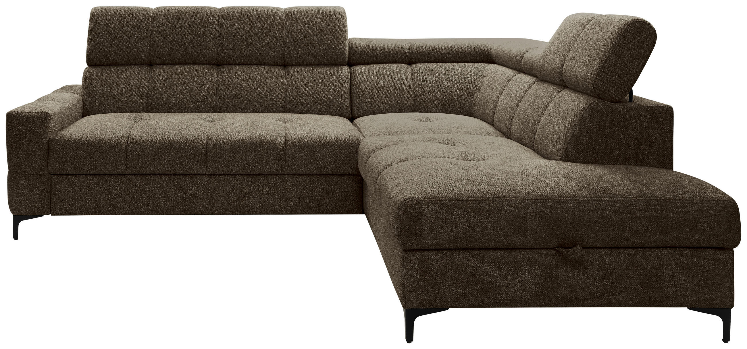 ECKSOFA in Struktur Dunkelgrün  - Dunkelgrün/Schwarz, Modern, Textil/Metall (254/212cm) - Carryhome