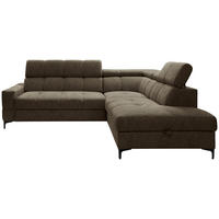 ECKSOFA in Struktur Dunkelgrün  254/212 cm  - Dunkelgrün/Schwarz, MODERN, Textil/Metall (254/212cm) - Carryhome