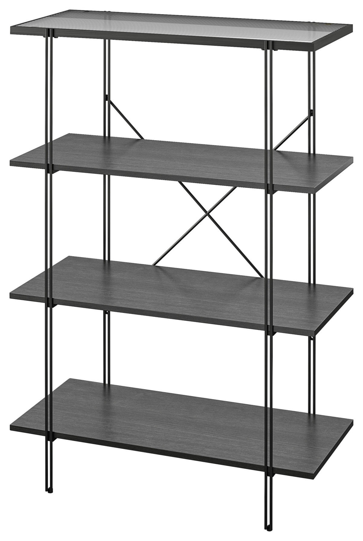 REGAL  79/117/35 cm Schwarz  - Schwarz, Design, Glas/Holzwerkstoff (79/117/35cm)