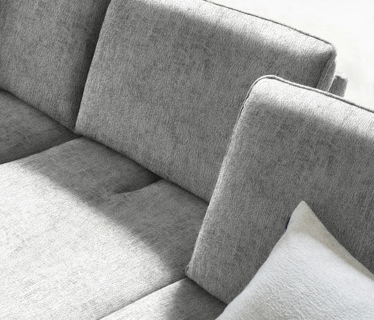 ECKSOFA in Chenille Hellgrau  - Anthrazit/Hellgrau, Design, Textil/Metall (160/310cm) - Joop!