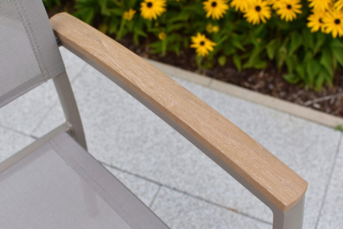 GARTENTISCHGRUPPE  - Champagner/Naturfarben, KONVENTIONELL, Kunststoff/Textil - Gardenson