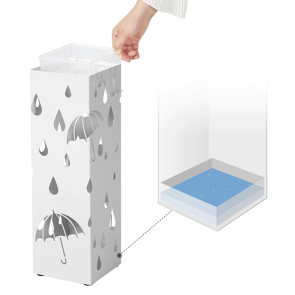 SCHIRMSTÄNDER - Weiß, Trend, Metall (15,5/49/15,5cm) - Boxxx