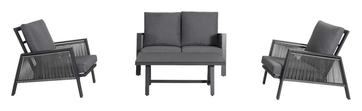LOUNGE GARNITURA  antracit, siva   - siva/antracit, Design, staklo/metal - Amatio