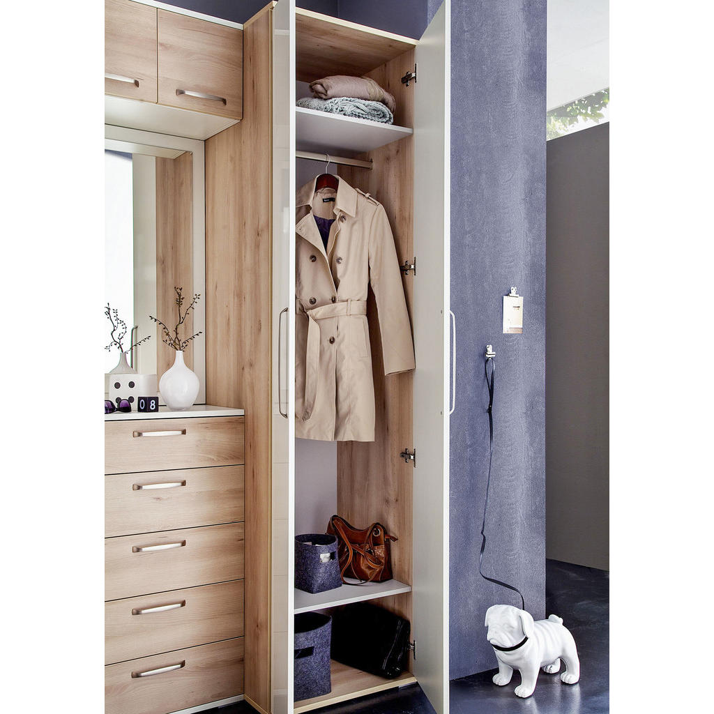 Thumbnail - Moderano Garderobe, Weiß, Buche, Holzwerkstoff, 8-teilig, 5 Schubladen, 221x233x56 cm, Garderobe, Garderoben-Sets & Seri...