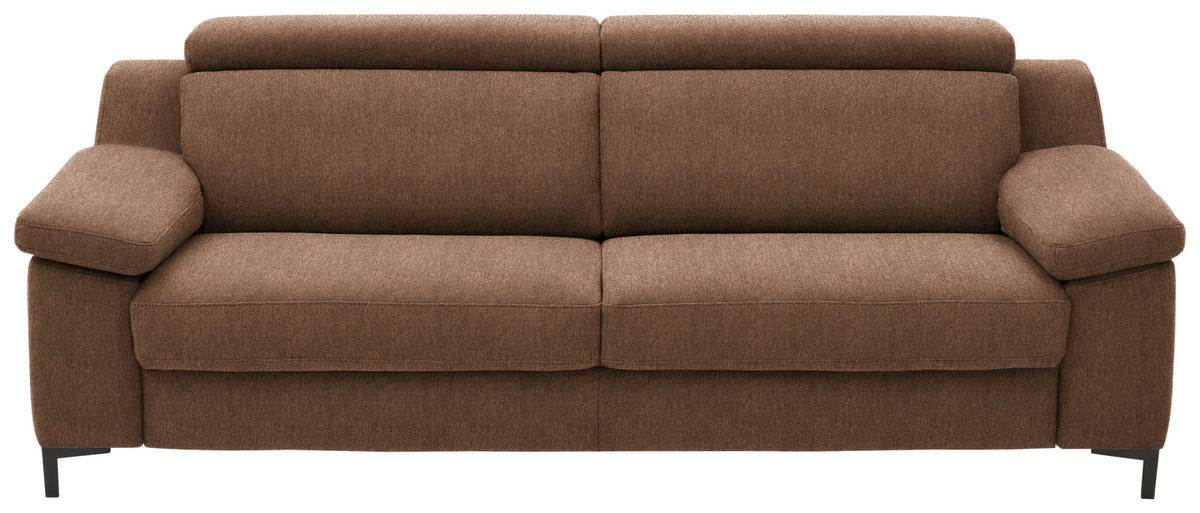 3-SITZER-SOFA in Chenille Braun  - Schwarz/Braun, Design, Textil/Metall (230/104/104cm) - Valdera